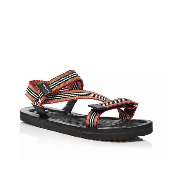 Authentic Burberry Men's Patterson icon Stripe Strap Sandals - Picture 1 of 16